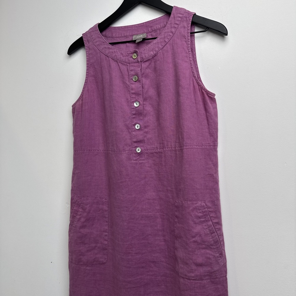 J. Jill Love Linen Maxi Dress M Pink Sleeveless Summer Button Up Preppy Womens - Picture 6 of 12